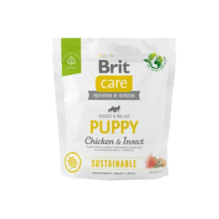 Сухий корм Brit Care Dog Sustainable Puppy для цуценят, з куркою та комахами, 1 кг