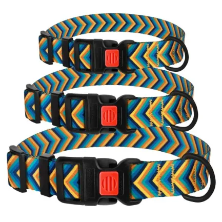 Нашийник для Собак BronzeDog Urban Стріла Нейлоновий з Пластиковою Пряжкою Блакитно-Жовтий L — Фото 2