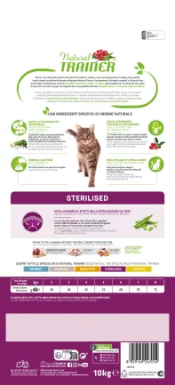 Natural Trainer Super Premium Adult Sterilised сухий корм з сиров’яленою шинкою для стерилізованих котів 10 кг — Фото 1