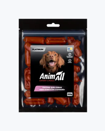 Ласощі для собак AnimAll Platinum Міні ковбаски з качкою 200 г
