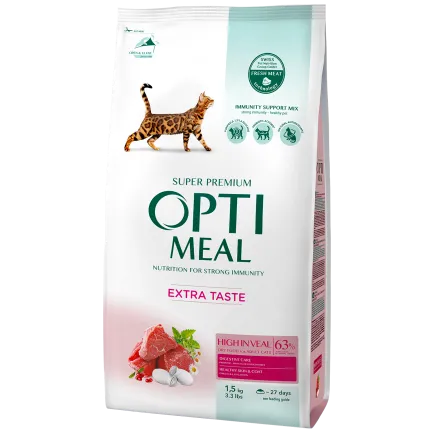 OPTIMEAL™. Сухий корм для дорослих котів з високим вмістом телятини, 1,5 кг