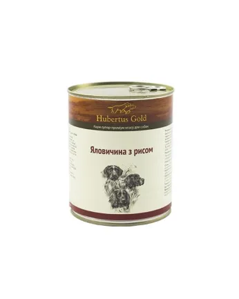 Hubertus Gold. Консерви для собак. Яловичина з рисом 800 г