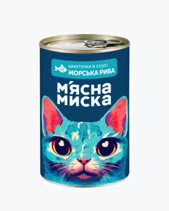 Вологий корм М'ясна Миска шматочки в соусі морська риба 415 г