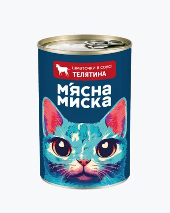 Вологий корм М'ясна Миска шматочки в соусі телятина 415 г