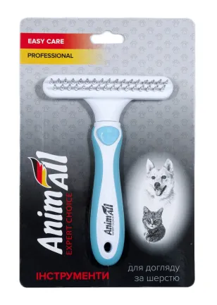 Гребінець-граблі AnimAll Groom для тварин, Блакитна