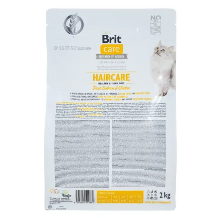 Сухий корм Brit Care Cat GF Haircare Healthy &amp; Shiny Coat для котів, догляд за шкірою і шерстю, лосось та курка, 2 кг — Фото 2