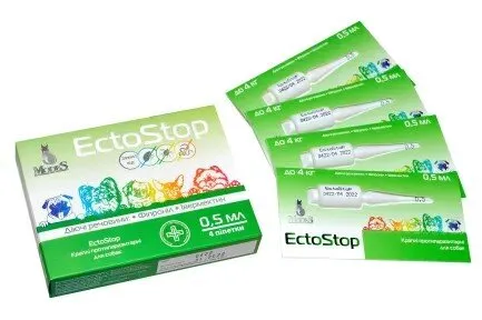 ЕктоСтоп (EctoStop) протипаразитарні краплі для собак до 4 кг, 0,5 мл, MODES (від бліх, від кліщів, від гельмінтів), ціна за 1 піпетку