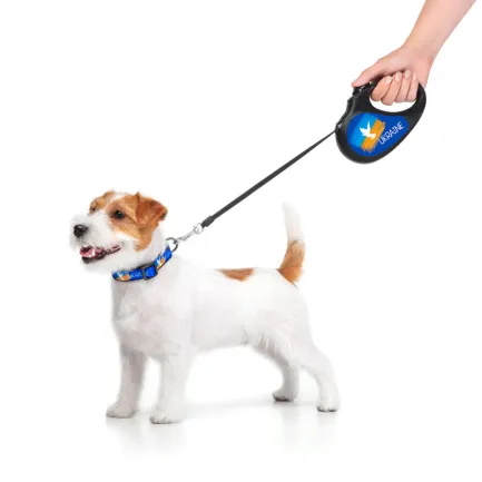 Повідець-рулетка для собак WAUDOG R-leash, малюнок "Прапор", S, до 15 кг, 5 м, світловідбиваюча стрічка чорний — Фото 8