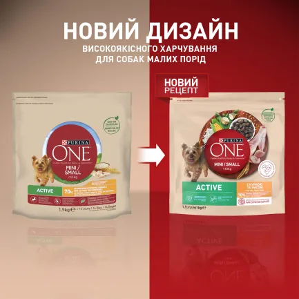 Сухий корм PURINA ONE Mini/Small Active для дорослих собак дрібних порід з підвищеною активністю з куркою та рисом 1,5 кг — Фото 6
