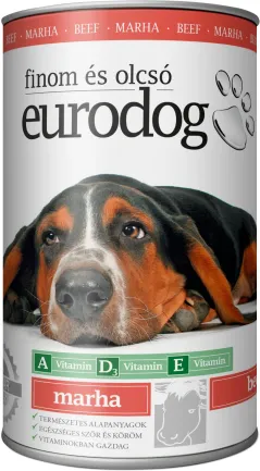 Корм вологий EuroDog Beef для собак шматочки в желе з яловичиною 1,24 кг