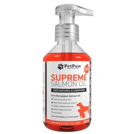 Олія лососева SUPREME SALMON OIL для собак та котів для покращення стану шкіри та шерсті 300 мл