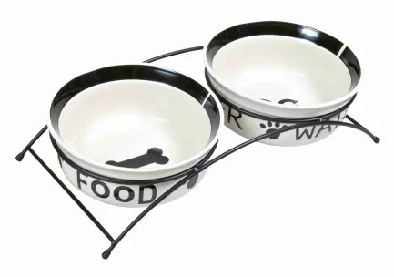 Миски Trixie Eat on Feet для собак, на металевій підставці, керамічні, 20 см, 2х1.6 л