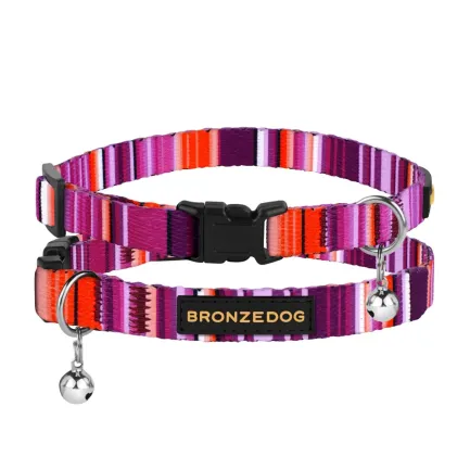 Нашийник для Котів BronzeDog Urban West Нейлоновий з Пластиковою Пряжкою та Дзвіночком Фіолетовий XS