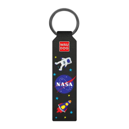 Брелок WAUDOG Design з малюнком "NASA", преміум шкіра (ширина 20мм, довжина 95мм) чорний