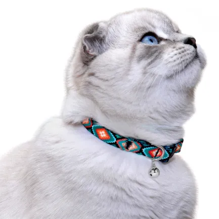 Нашийник для Котів BronzeDog Urban Нейлоновий з Пластиковою Пряжкою та Дзвіночком Ромби XS — Фото 7
