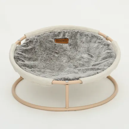 Складаний лежак для домашніх тварин MISOKO Pet bed round plush, 45x45x22 cm, dark brown coat