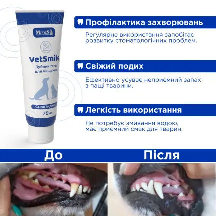 Ветсмайл (VetSmile) зубний гель для чищення (для котів і собак), 75 мл, MODES — Фото 3