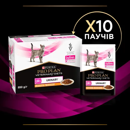  Вологий дієтичний корм PRO PLAN VETERINARY DIETS UR ST/OX Urinary для дорослих котів для розчинення та зниження утворення струвітних каменів з куркою 85 г — Фото 11