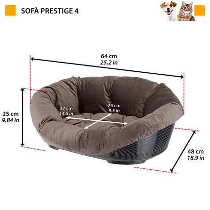 Ferplast SOFA' PRESTIGE 4 Місце д/тварин пластик+ м'який чохол,сірий — Фото 1