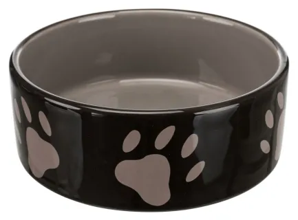 Миска Trixie для собак, коричнева з лапками, 1,4 л, d:20 см (керамічна)