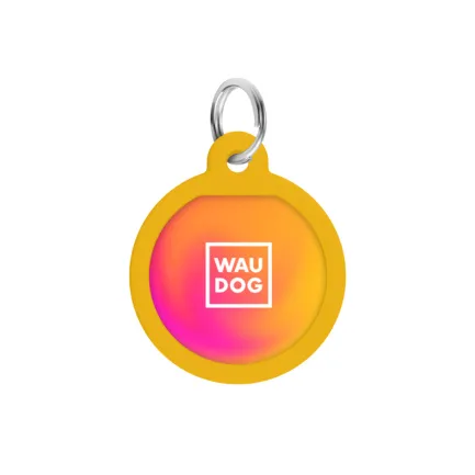 Адресник для собак і котів металевий WAUDOG Smart ID з QR паспортом, малюнок "Градієнт помаранчевий", коло, Д 25 мм — Фото 4