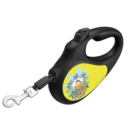 Повідець-рулетка для собак WAUDOG R-leash, малюнок "Рік та Морті 2", L, до 50 кг, 5 м, світловідбиваюча стрічка чорний — Фото 2