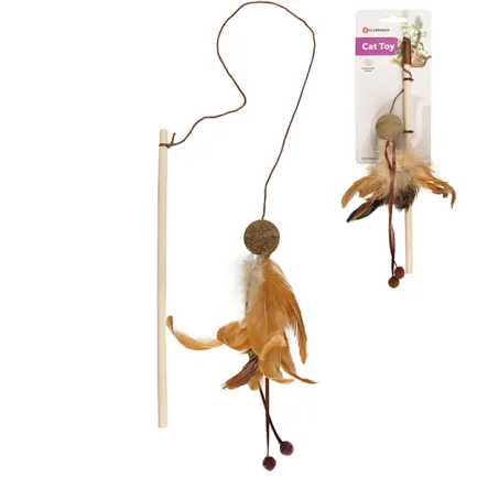Flamingo Penken Dangler with Catnip Ball ФЛАМІНГО М’ЯЧ ІЗ ПІР’ЯМ вудка дражнилка з котячою м’ятою іграшка для котів довжина ручки 27 см