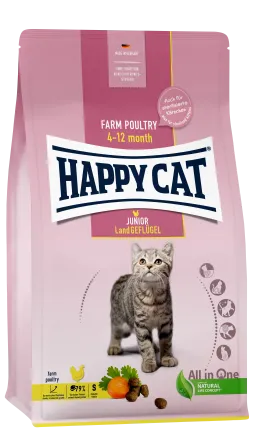 Сухий корм Happy Cat Junior Land Geflügel для молодих котів з 4 місяців до 1 року зі смаком птиці, 300 г, 70538
