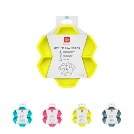 Миска для повільного харчування WAUDOG Silicone, 450 мл, жовтий
