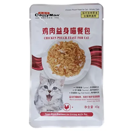 CattyMan Urinary Care Chicken Feast КЕТТІМЕН УРІНАРІ КУРКА З МАКРЕЛЛЮ в желе вологий корм, консерви для котів схильних до СКХ, пауч 45г 0,045 кг