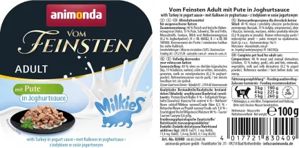Корм вологий для котів Animonda Vom Feinsten Adult with turkey in yogurt sauce sauce з індичкою у соусі з йогурту, 100 г — Фото 1
