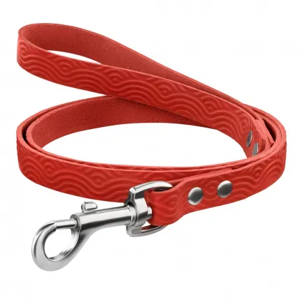 Повідець для Собак Шкіряний BronzeDog Classic з тисненням Червоний 2XS