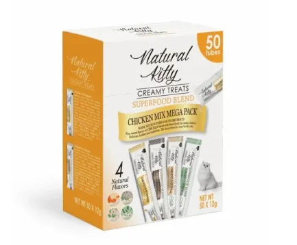 Natural Kitty Creamy Treat Mega Pack Набір крем-снеків для котів на основі курятини, ціна за 1 шт