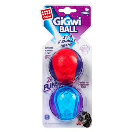 Іграшка для собак Два м'ячі з пищалкою GiGwi Ball, TPR гума, 6 см — Фото 1