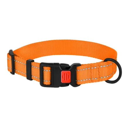 Нашийник для Собак BronzeDog Active Нейлоновий зі Світловідбиттям та Пластиковою Пряжкою Помаранчевий L — Фото 2