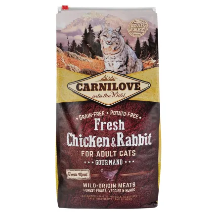 Сухий корм Carnilove Fresh Chicken &amp; Rabbit для дорослих котів, курка та кролик, 6 кг — Фото 2