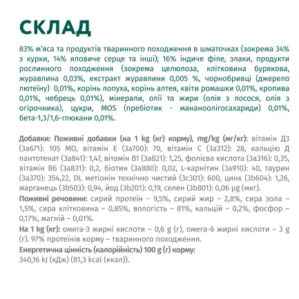 OPTIMEAL™. Консер корм для стериліз кішок та кастр котів з ялович та індич філе у желе 0,085 кг — Фото 5