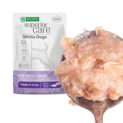 Nature's Protection Superior Care White Dogs Adult Tuna &amp; Salmon Додатковий вологий корм для собак з білим забарвленням з тунцем і лососем, 70 г — Фото 5