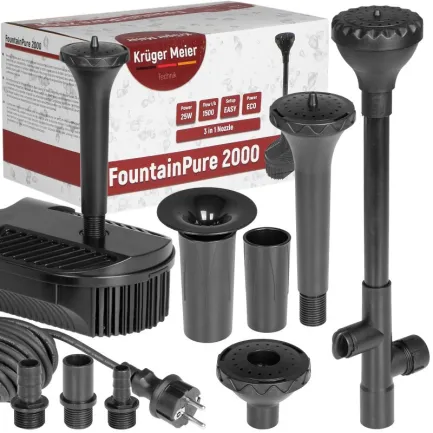 Фонтан-фільтр для ставка Kruger Meier FountainPure 2000 — 3 в 1: насос, фільтр, фонтан (1500 л/год) — Фото 1