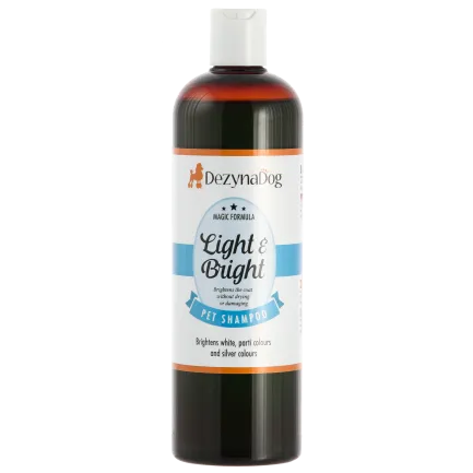 Шампунь Dezynadog Light Bright для посилення кольору білих срібних та кольорових порід собак додає блиск та посилює колір 500 мл