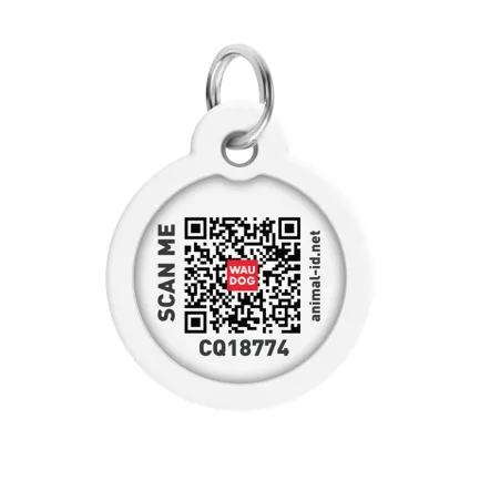 Адресник для собак і котів металевий WAUDOG Smart ID з QR паспортом, малюнок "Місяць", коло, Д 30 мм — Фото 1