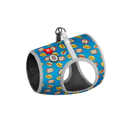Шлея для собак м'яка WAUDOG Clothes з QR паспортом, малюнок "ВАУ", S1, В 40-45 см, С 29-31 см — Фото 1