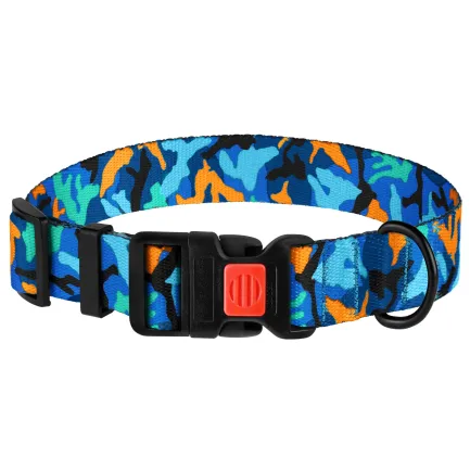 Нашийник для Собак BronzeDog Urban Camo Нейлоновий з Пластиковою Пряжкою Синій L — Фото 2