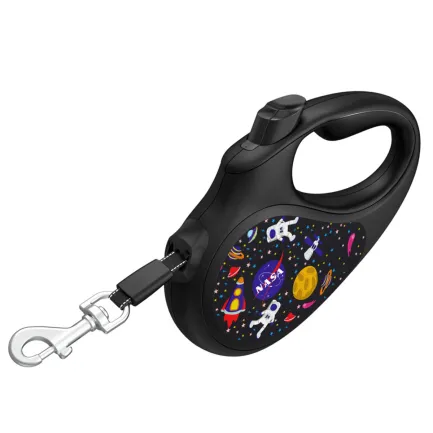 Повідець-рулетка для собак WAUDOG R-leash, малюнок "NASA", L, до 50 кг, 5 м, світловідбиваюча стрічка чорний — Фото 3