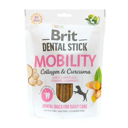 Ласощі для собак Brit Dental Stick Mobility для мобільності суглобів, колаген та куркума, 7 шт, 251 г — Фото 3