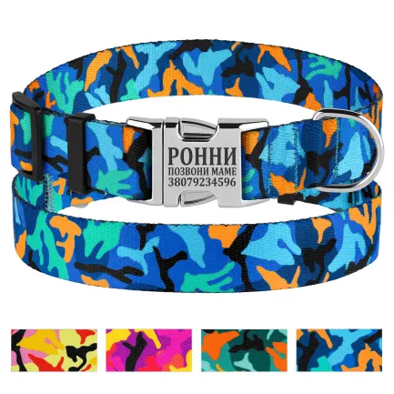 Нашийник для Собак BronzeDog Urban Camo Нейлоновий з Металевою Пряжкою Синій L — Фото 3