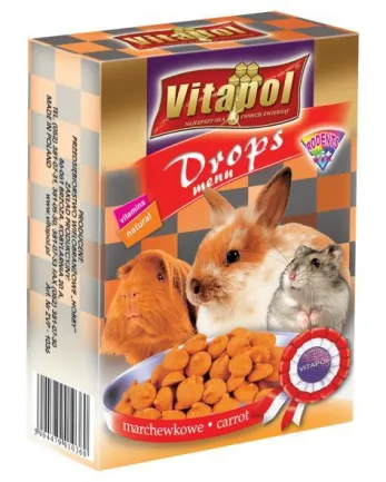 Vitapol Дропси для гризунів, морквяні 75 г.