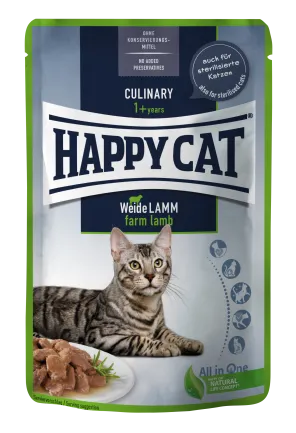 Вологий корм Happy Cat Culinary WeideLamm у вигляді шматочків в cоусі для котів з ягням