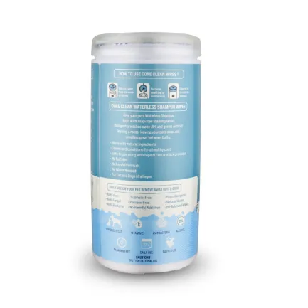 Серветки вологі Pet Clean PET WATERLESS SHAMPOO WIPES для домашніх тварин, швидке очищення складок з медово-вівсяним ароматом 50 шт. — Фото 1