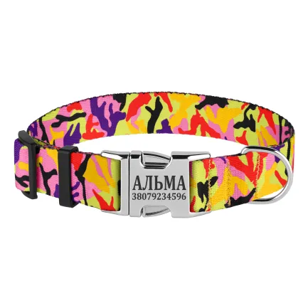Нашийник для Собак BronzeDog Urban Camo Нейлоновий з Металевою Пряжкою Помаранчевий L — Фото 1